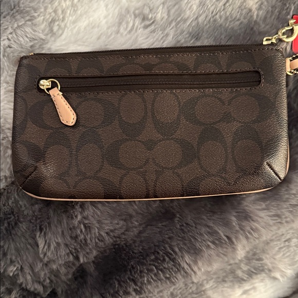 COACH Brown and Tan Wristlet Clutch